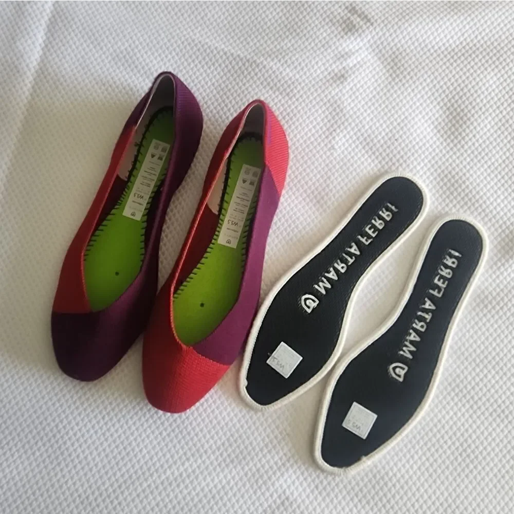 Rothy's Marta Ferri Red and Purple Flats
